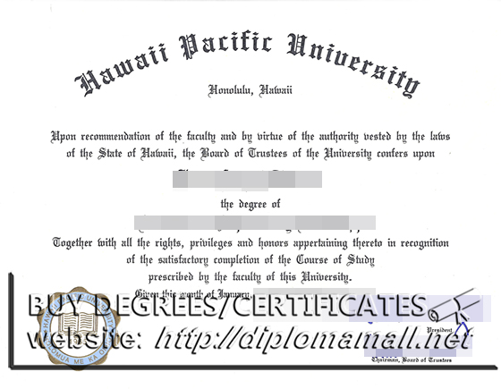 buy fake Hawaii Pacific University（HPU) diploma certificate