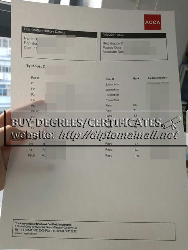 Buy fake ACCA examination report, ACCA certificate for sale