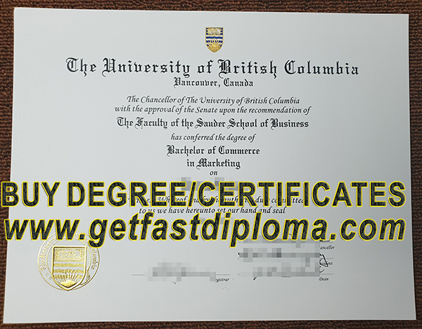  University of British Columbia (UBC) Degree sample