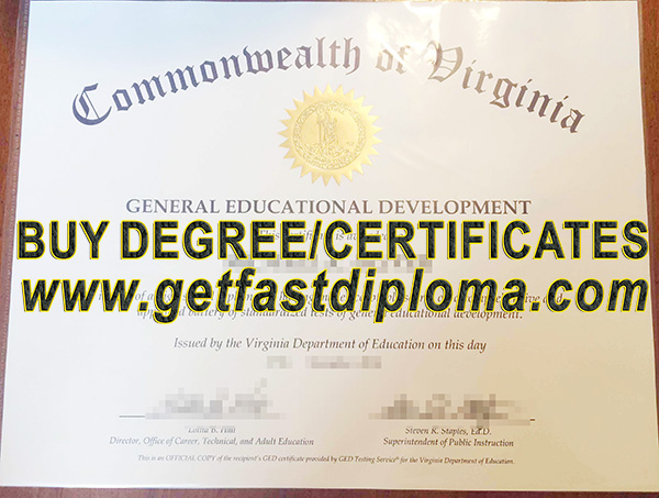 commonwealth of Virginia Certificate sample