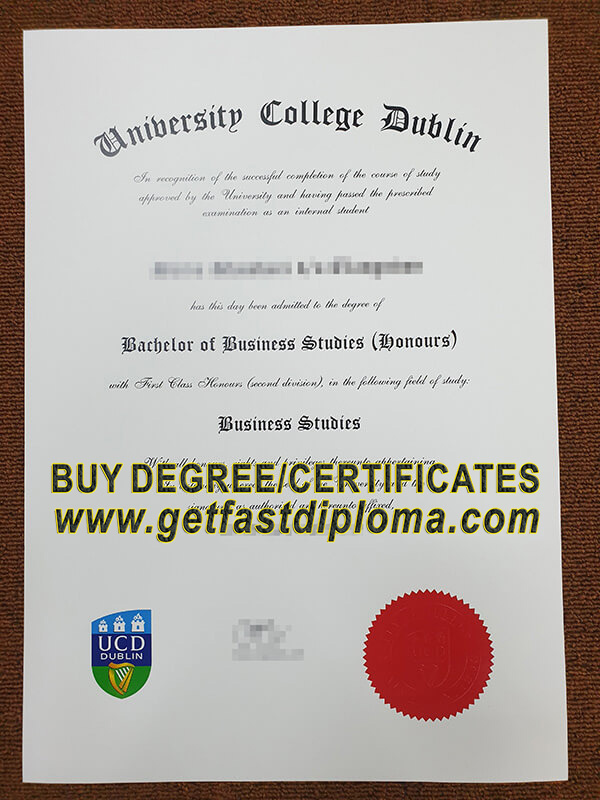 University College Dublin (UCD) diploma sample