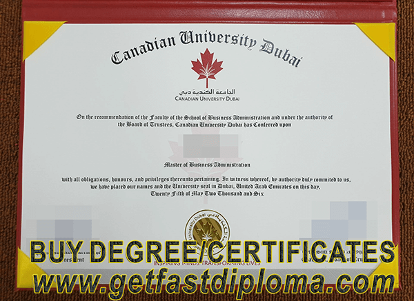 Canadian University of Dubai degree sample