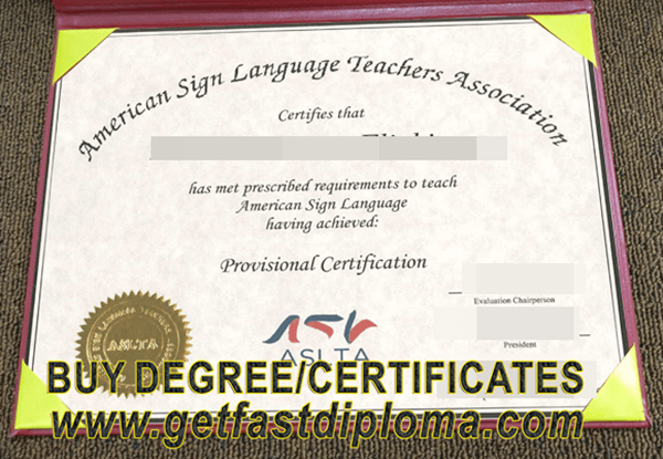 Buy ASLTA Certificate sample