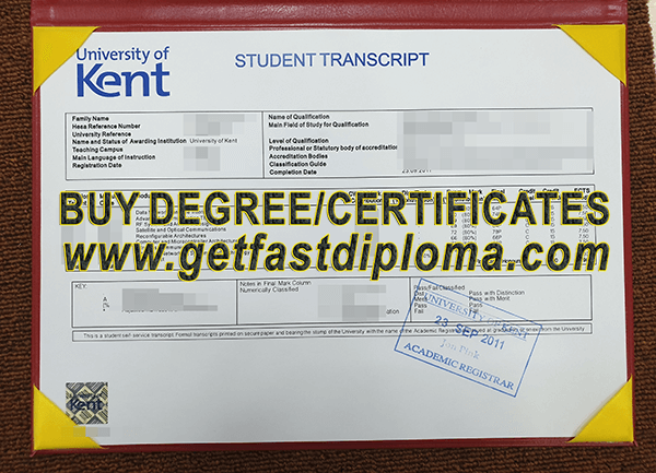  University of Kent student transcript