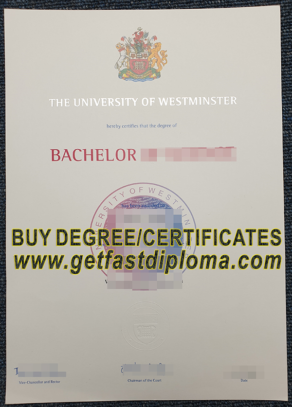 University of Westminster fake diploma sample