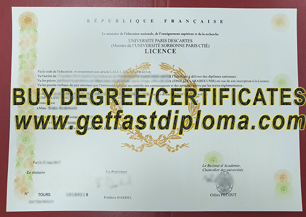 fake Universite Paris Descartes degree free sample from getfastdegree.com