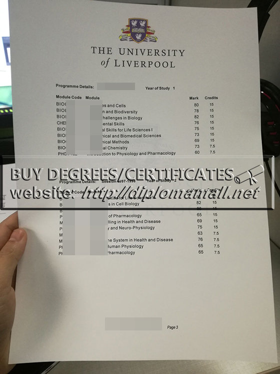 Buy University of Liverpool academic transcript, fake diploma
