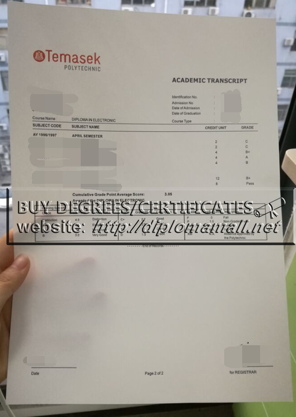 Temasek Polytechnic transcript, buy fake PhD certificate